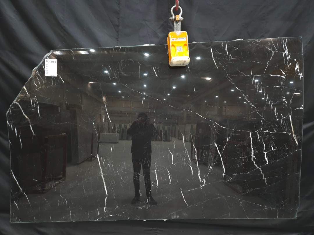 Alexander Black Polished marble slab in Black