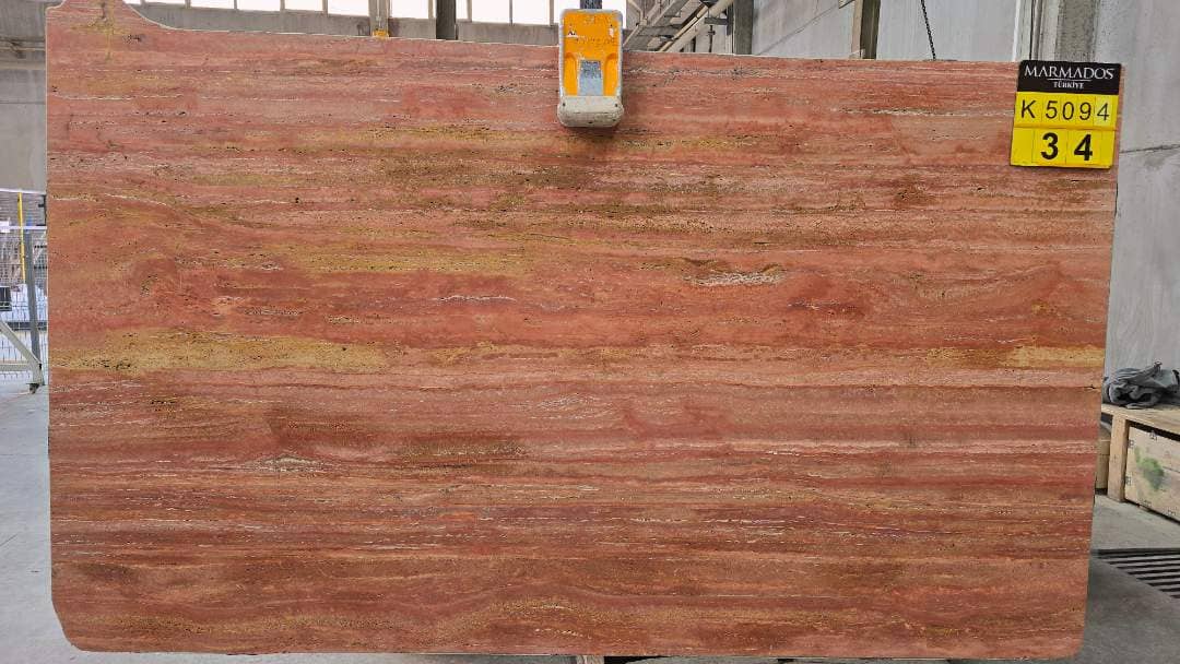 Kırmızı Traverten Honed travertine slab