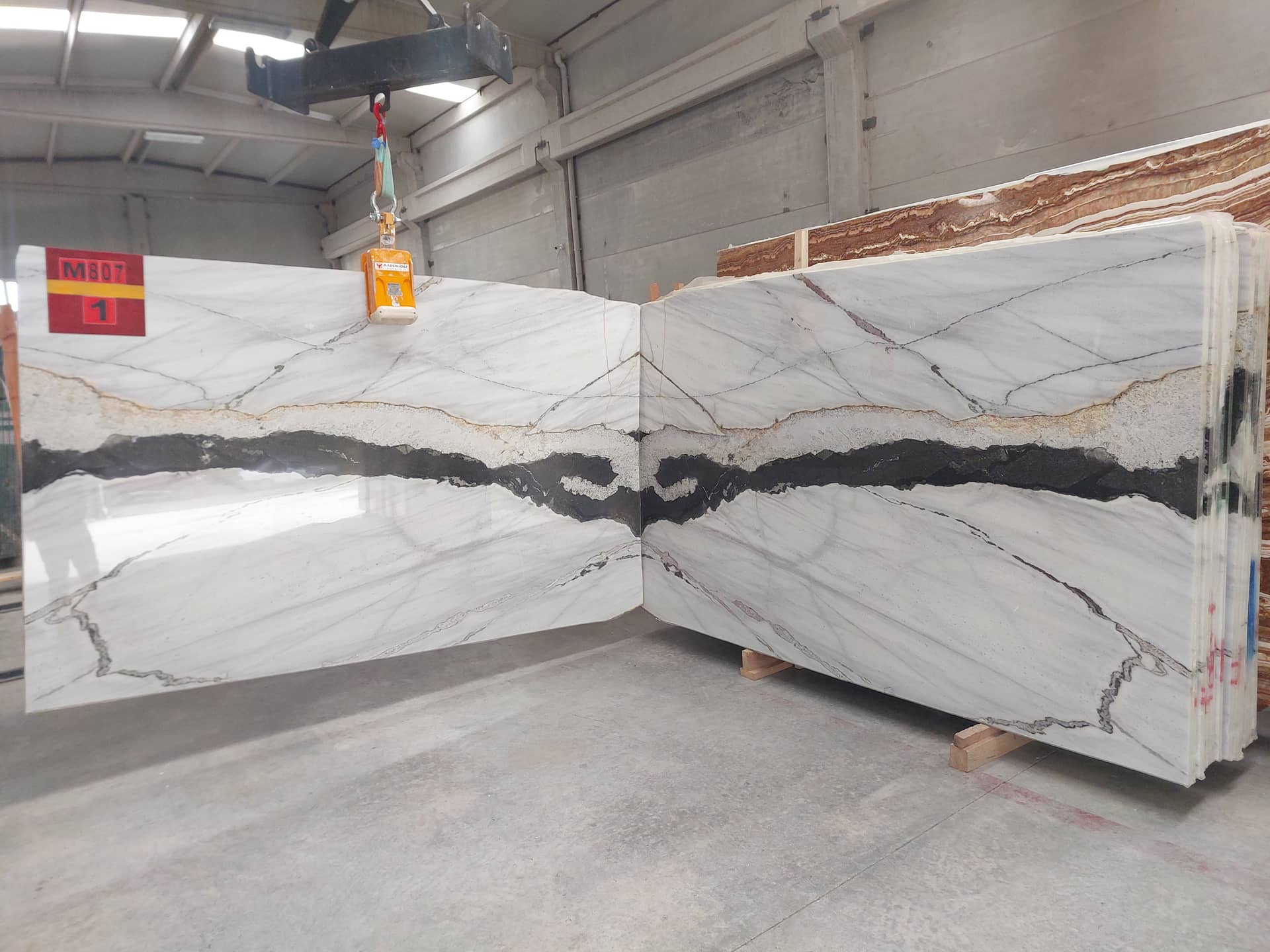 PANDA M 807 Polished marble slab in White